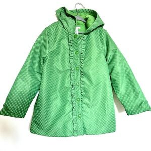 JANIE AND JACK Green Polka Dot Insulated Water Resistant Jacket NWOT size 6